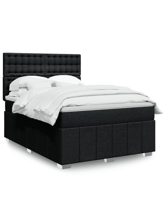 Box spring postel s matrací černá 140x200 cm textil
