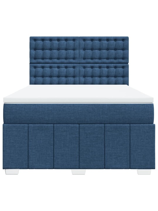 Box spring postel s matrací modrá 140x200 cm textil