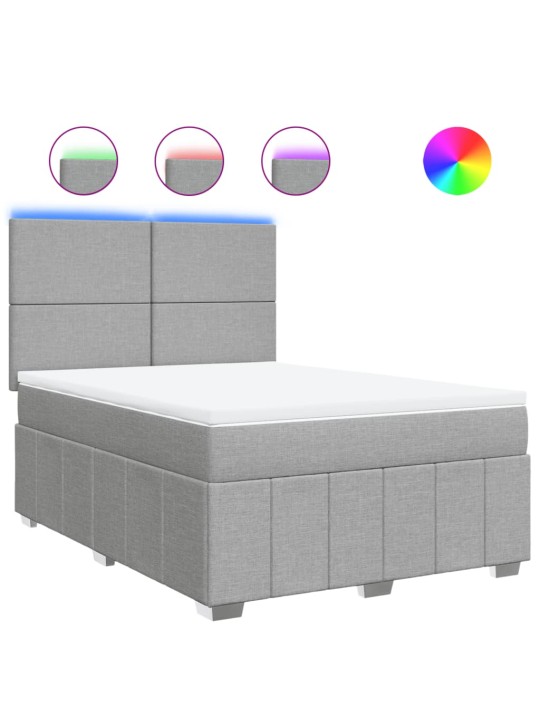 Box spring postel s matrací světle šedá 160 x 200 cm textil