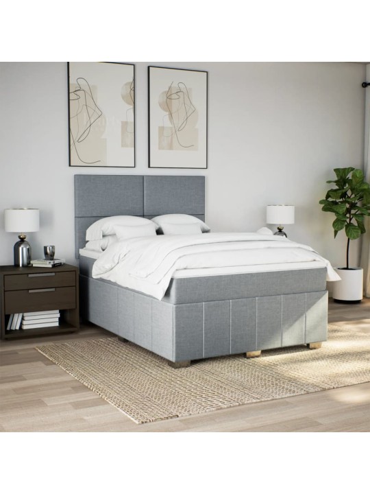 Box spring postel s matrací světle šedá 160 x 200 cm textil
