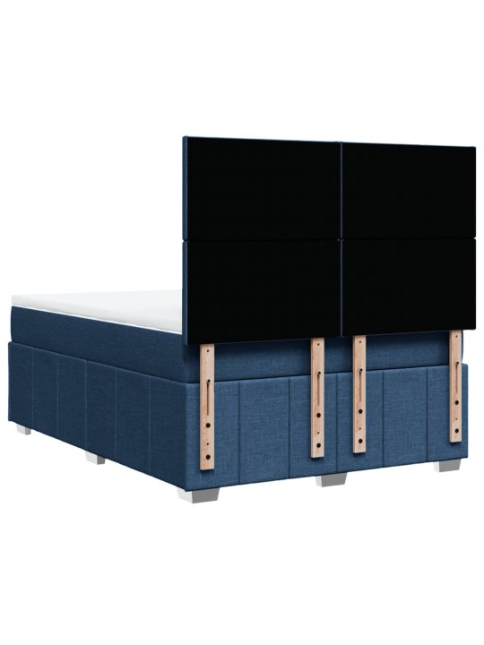 Box spring postel s matrací modrá 160x200 cm textil