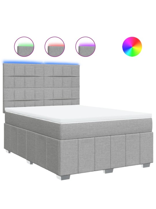 Box spring postel s matrací světle šedá 160 x 200 cm textil