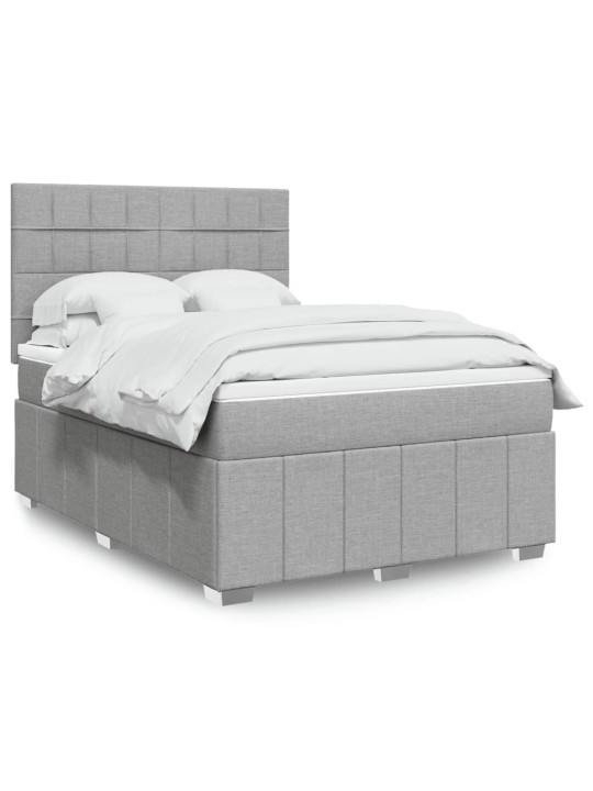 Box spring postel s matrací světle šedá 160 x 200 cm textil