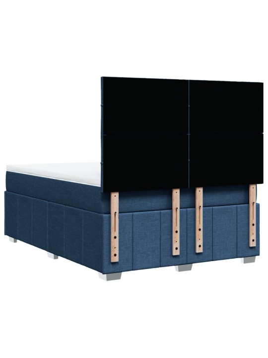 Box spring postel s matrací modrá 160x200 cm textil