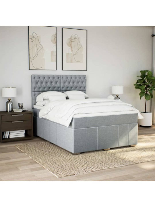 Box spring postel s matrací světle šedá 160 x 200 cm textil