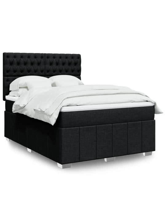 Box spring postel s matrací černá 160x200 cm textil