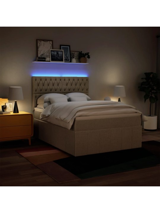Box spring postel s matrací krémová 160x200 cm textil
