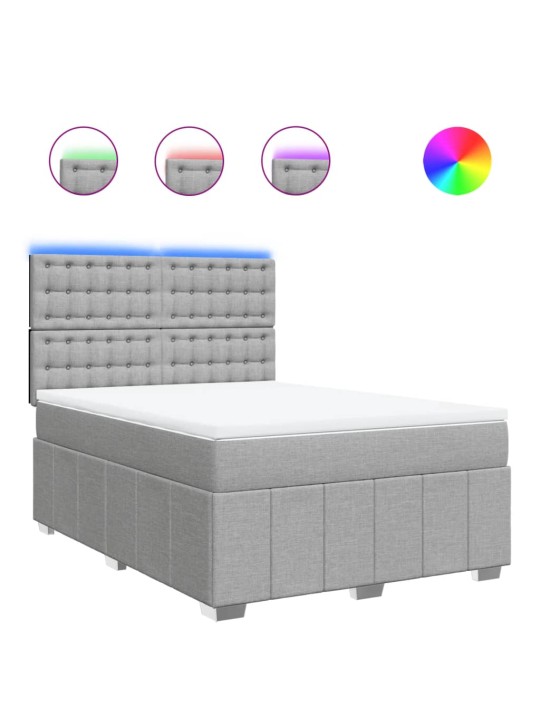 Box spring postel s matrací světle šedá 160 x 200 cm textil