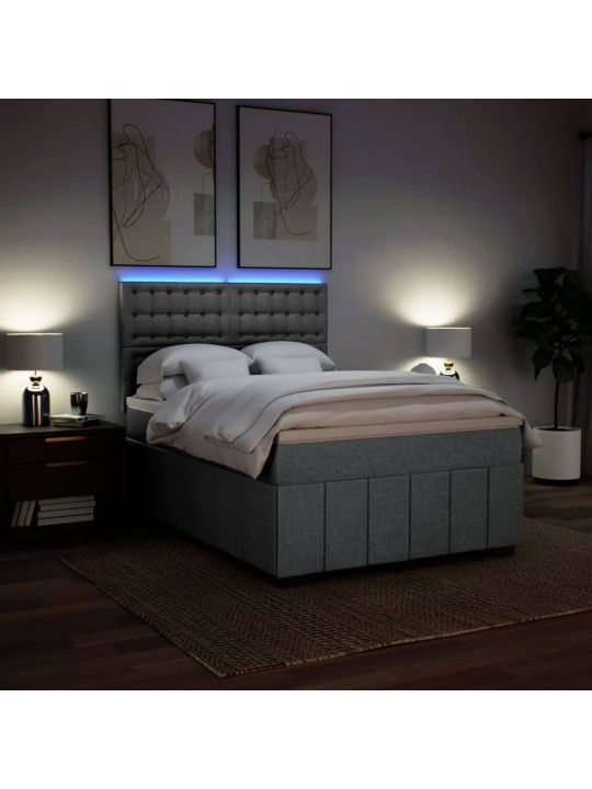 Box spring postel s matrací světle šedá 160 x 200 cm textil
