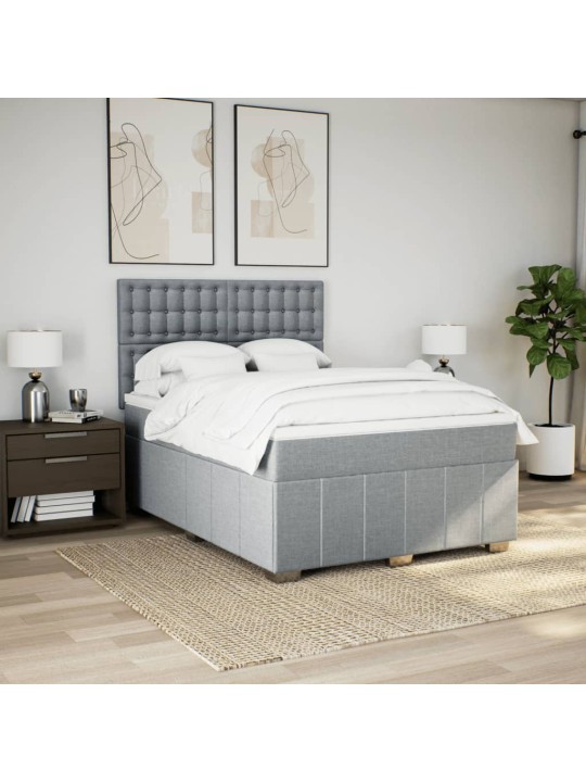Box spring postel s matrací světle šedá 160 x 200 cm textil