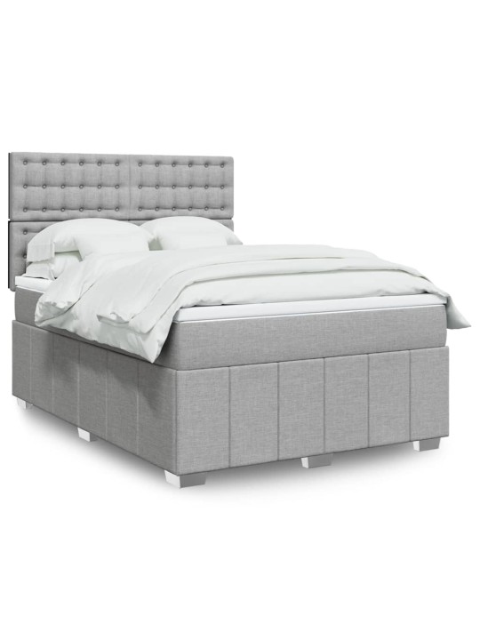 Box spring postel s matrací světle šedá 160 x 200 cm textil