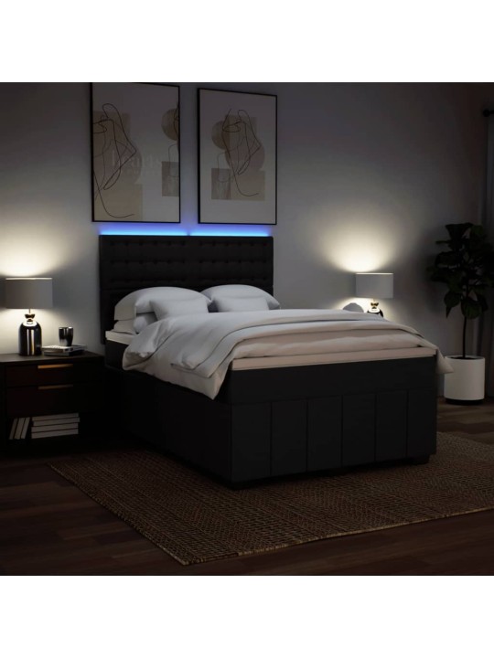 Box spring postel s matrací černá 160x200 cm textil