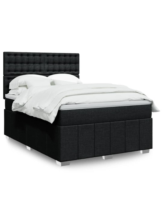 Box spring postel s matrací černá 160x200 cm textil