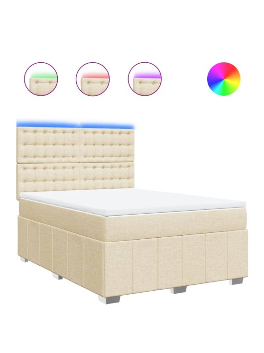 Box spring postel s matrací krémová 160x200 cm textil