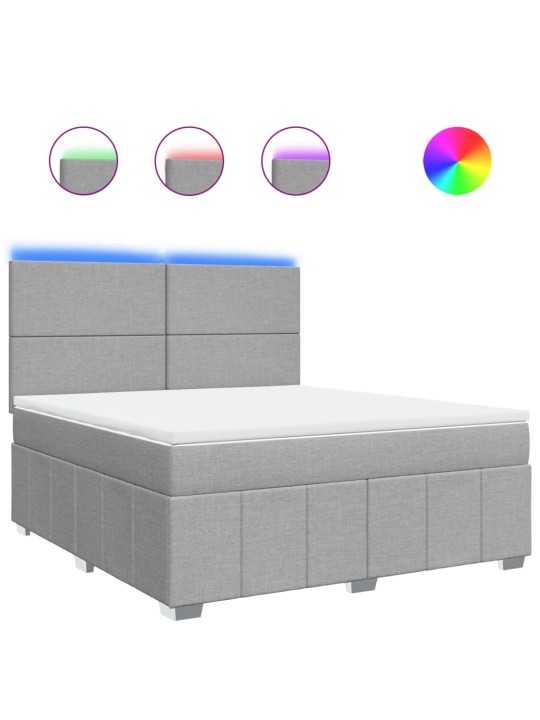 Box spring postel s matrací světle šedá 180 x 200 cm textil