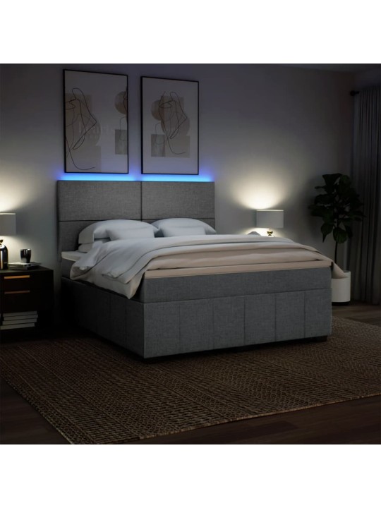 Box spring postel s matrací světle šedá 180 x 200 cm textil