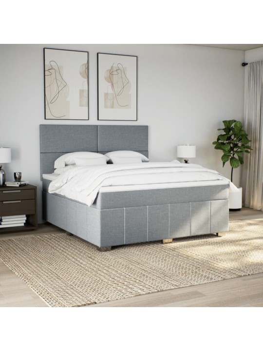 Box spring postel s matrací světle šedá 180 x 200 cm textil