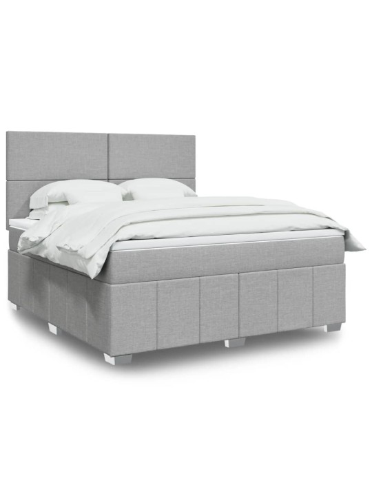 Box spring postel s matrací světle šedá 180 x 200 cm textil