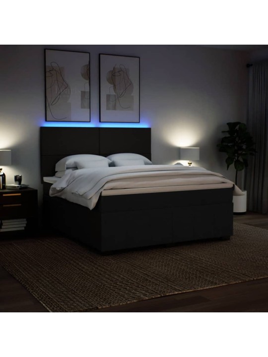 Box spring postel s matrací černá 180x200 cm textil