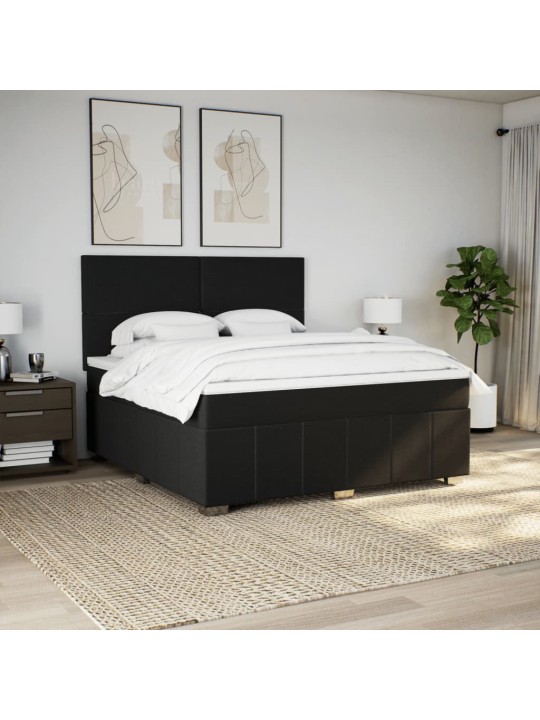 Box spring postel s matrací černá 180x200 cm textil
