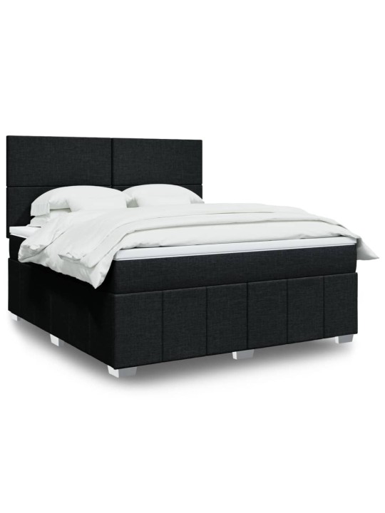 Box spring postel s matrací černá 180x200 cm textil