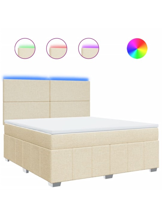 Box spring postel s matrací krémová 180x200 cm textil