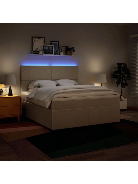 Box spring postel s matrací krémová 180x200 cm textil