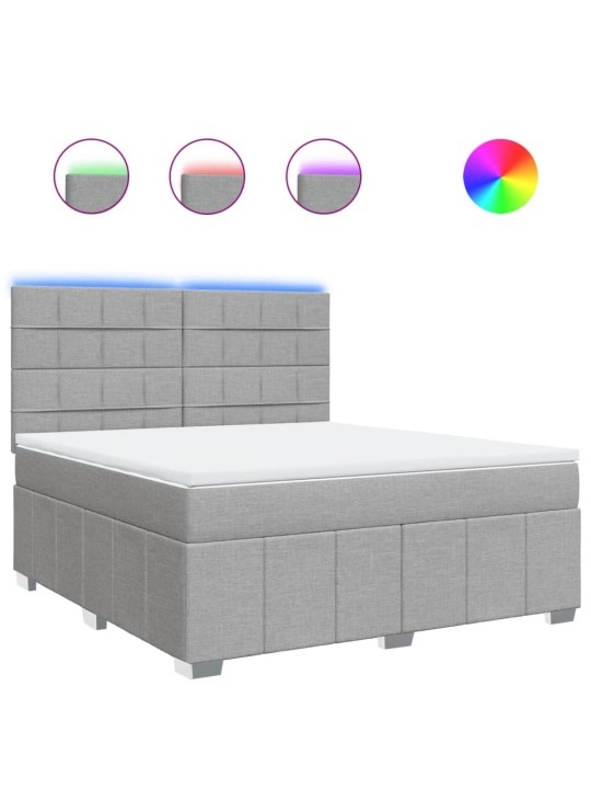 Box spring postel s matrací světle šedá 180 x 200 cm textil