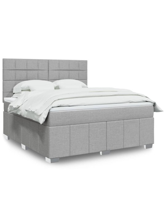 Box spring postel s matrací světle šedá 180 x 200 cm textil