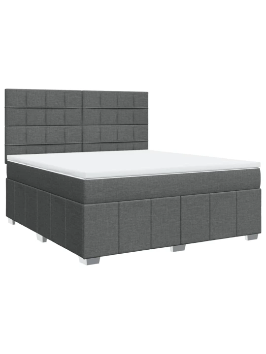 Box spring postel s matrací tmavě šedá 180x200 cm textil