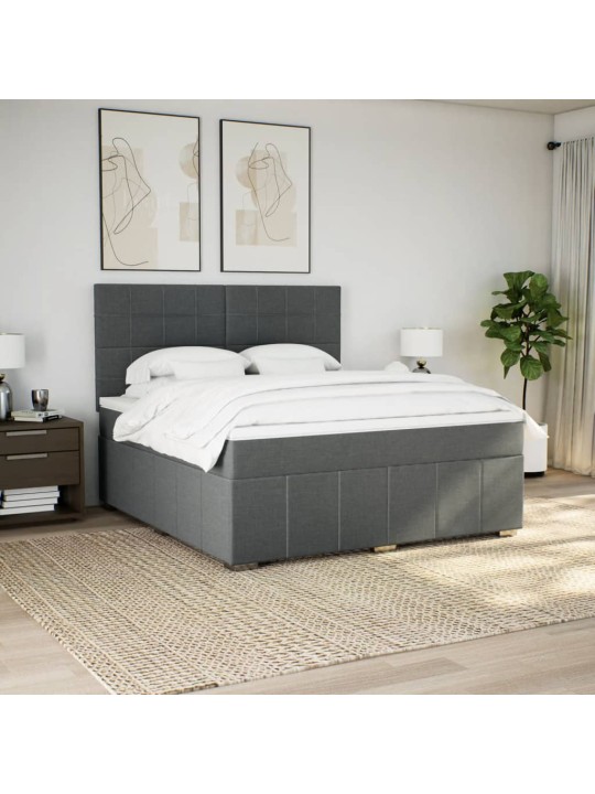 Box spring postel s matrací tmavě šedá 180x200 cm textil