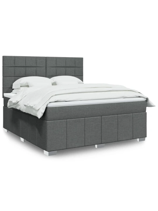 Box spring postel s matrací tmavě šedá 180x200 cm textil
