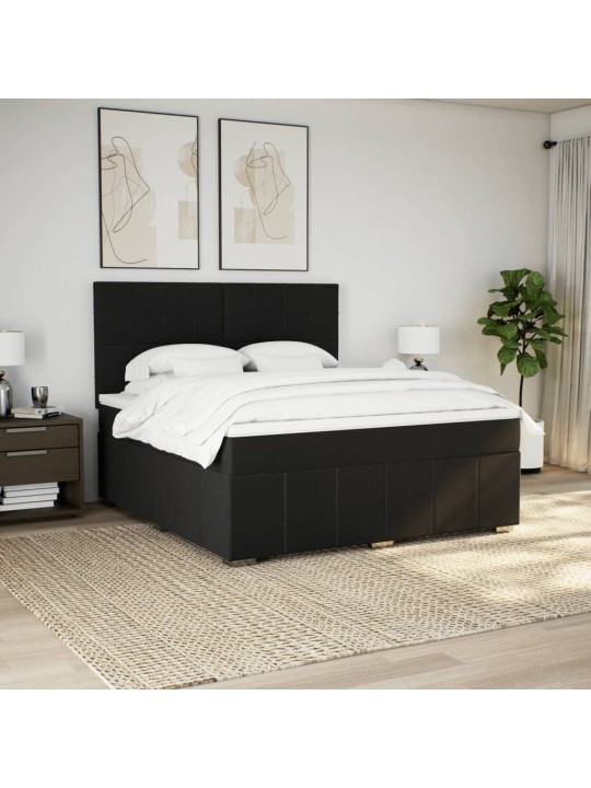 Box spring postel s matrací černá 180x200 cm textil