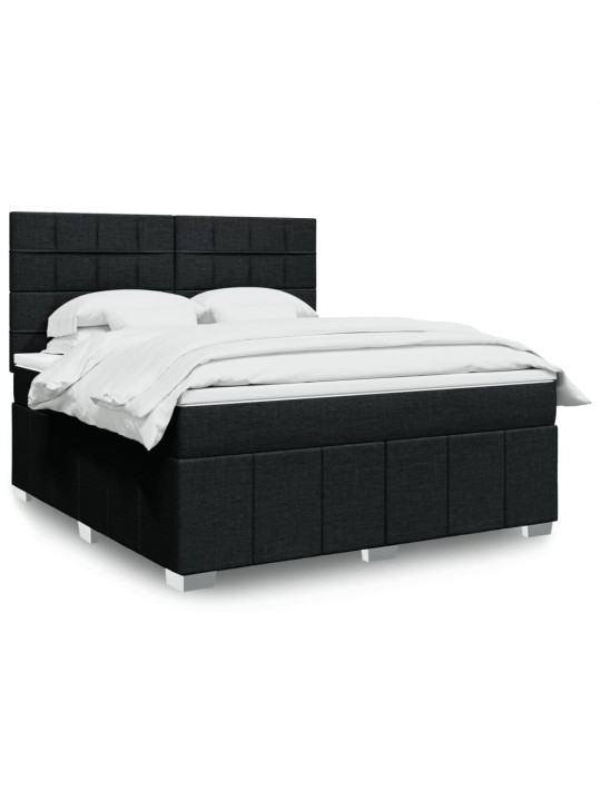Box spring postel s matrací černá 180x200 cm textil