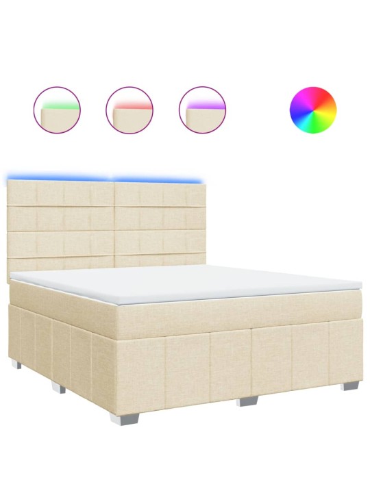 Box spring postel s matrací krémová 180x200 cm textil
