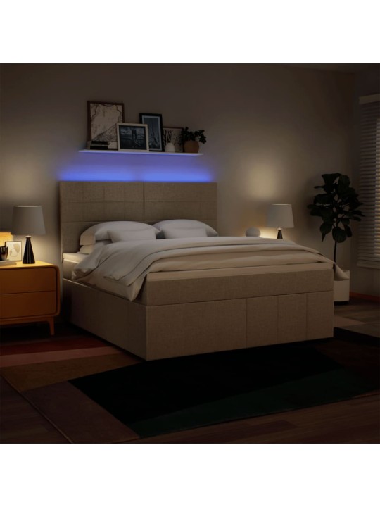 Box spring postel s matrací krémová 180x200 cm textil