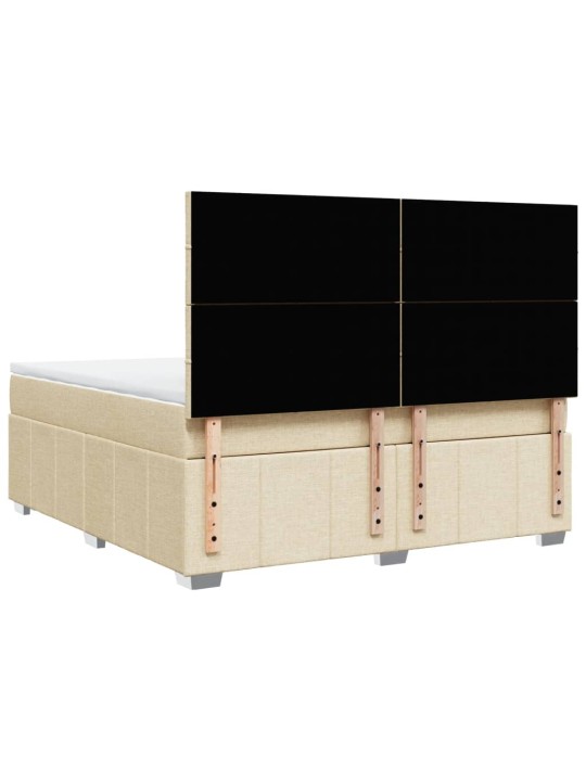 Box spring postel s matrací krémová 180x200 cm textil