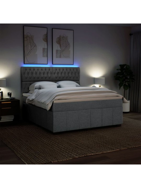 Box spring postel s matrací světle šedá 180 x 200 cm textil