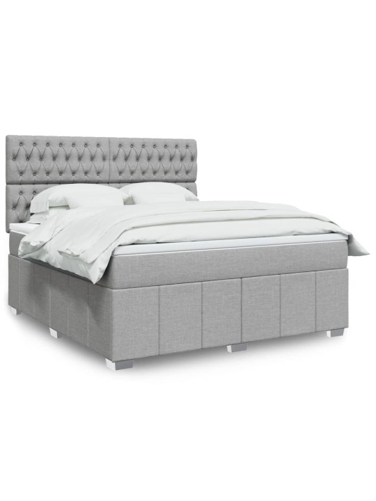 Box spring postel s matrací světle šedá 180 x 200 cm textil