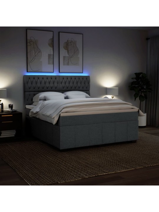 Box spring postel s matrací tmavě šedá 180x200 cm textil