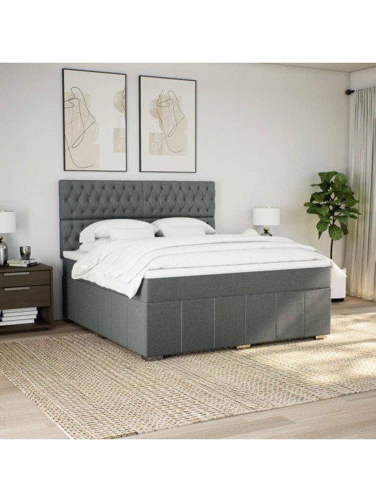 Box spring postel s matrací tmavě šedá 180x200 cm textil