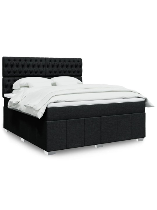 Box spring postel s matrací černá 180x200 cm textil