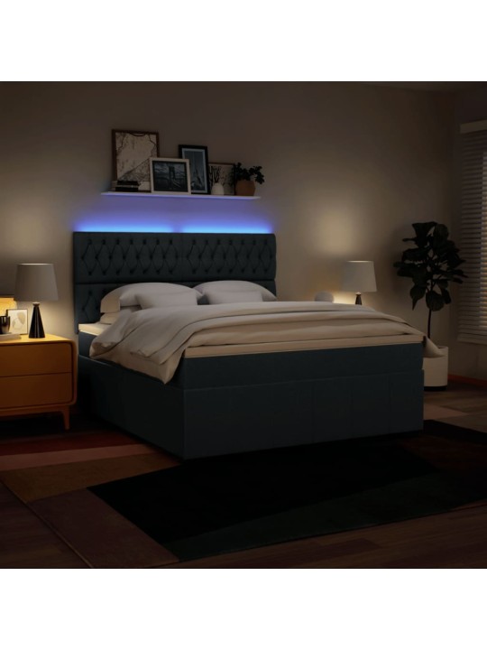Box spring postel s matrací modrá 180x200 cm textil