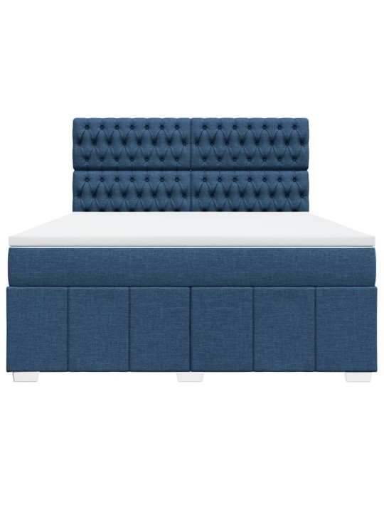 Box spring postel s matrací modrá 180x200 cm textil