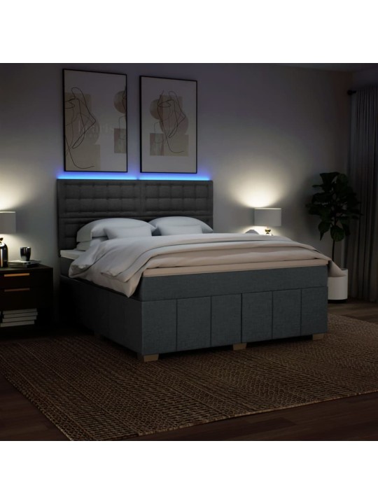 Box spring postel s matrací tmavě šedá 180x200 cm textil