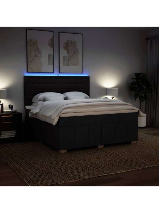 Box spring postel s matrací černá 180x200 cm textil