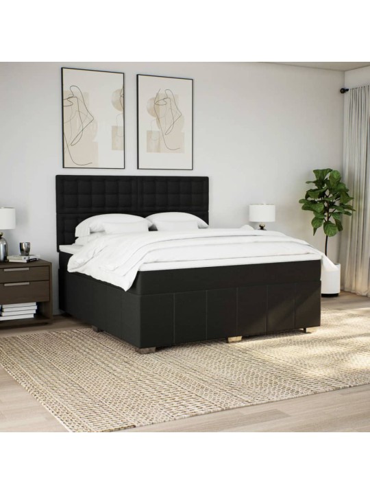 Box spring postel s matrací černá 180x200 cm textil