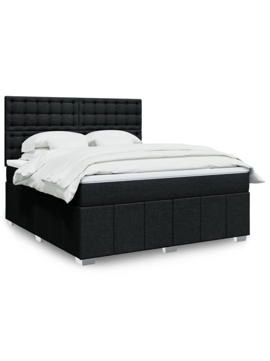 Box spring postel s matrací černá 180x200 cm textil
