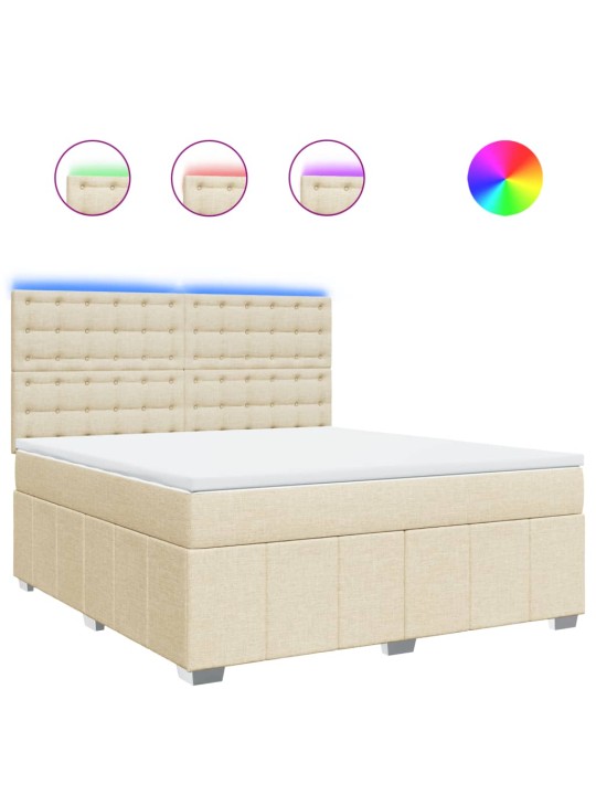Box spring postel s matrací krémová 180x200 cm textil