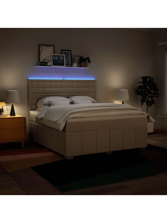 Box spring postel s matrací krémová 180x200 cm textil